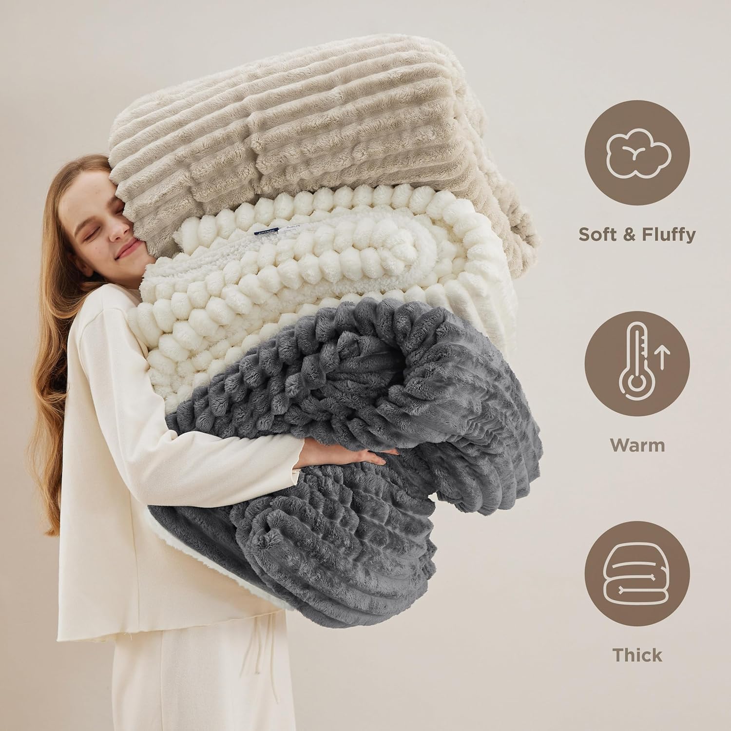 Cozy green sherpa blanket texture detail