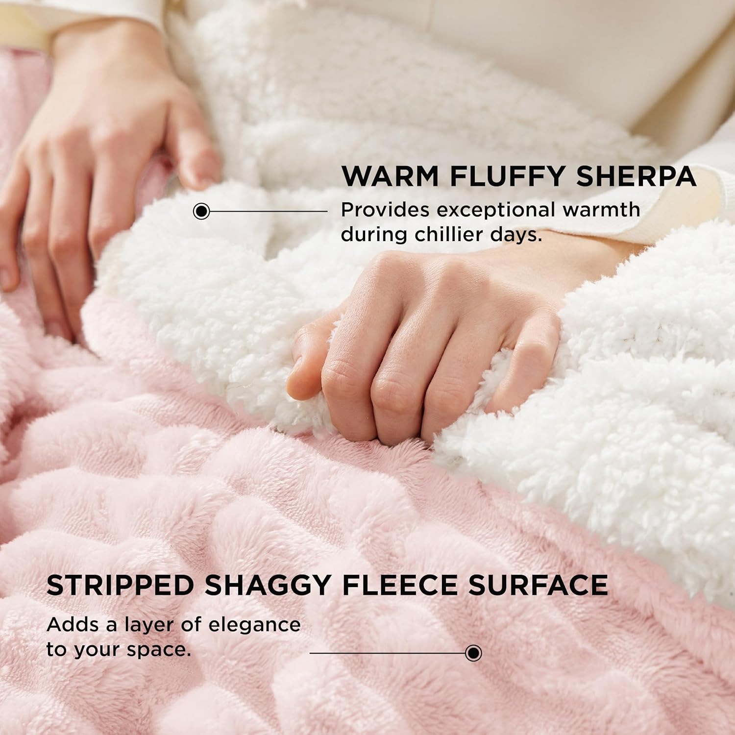 Cozy pink sherpa blanket for winter warmth