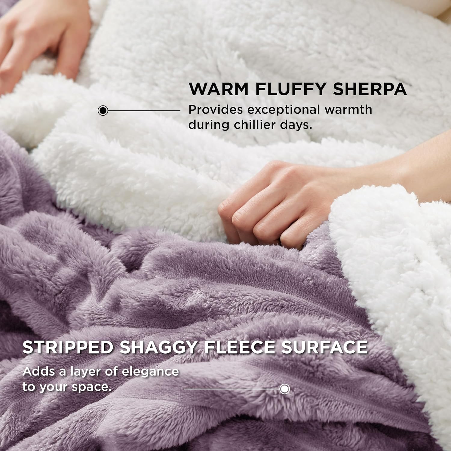 Cozy purple fleece throw folded on chair