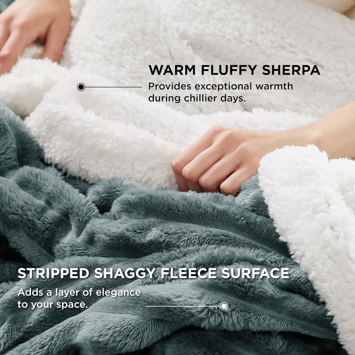 Decorative dark green fleece blanket on chair